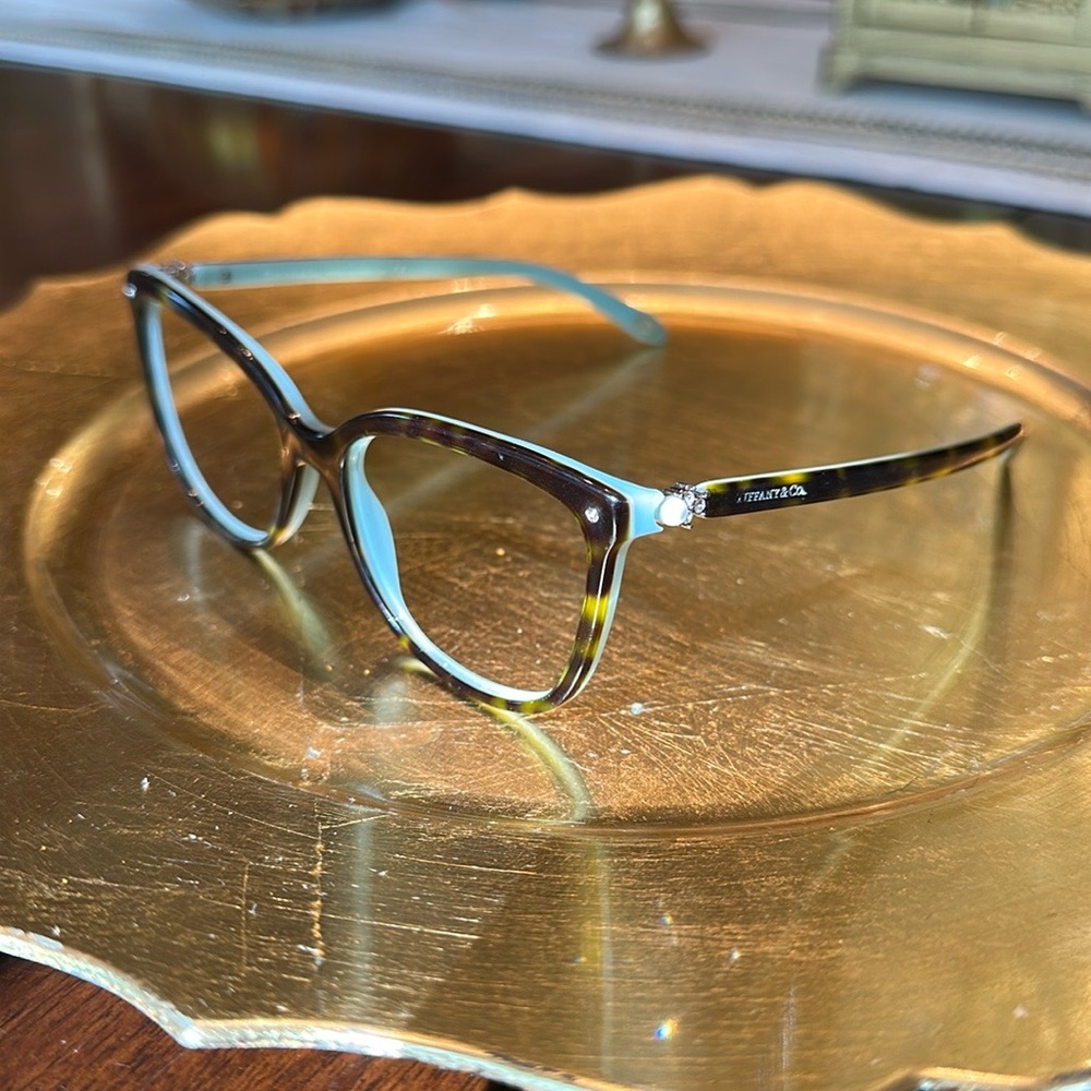 Tiffany & Co tortoise blue Swarovski Crystal Eyeglass frames - Picture 7 of 15